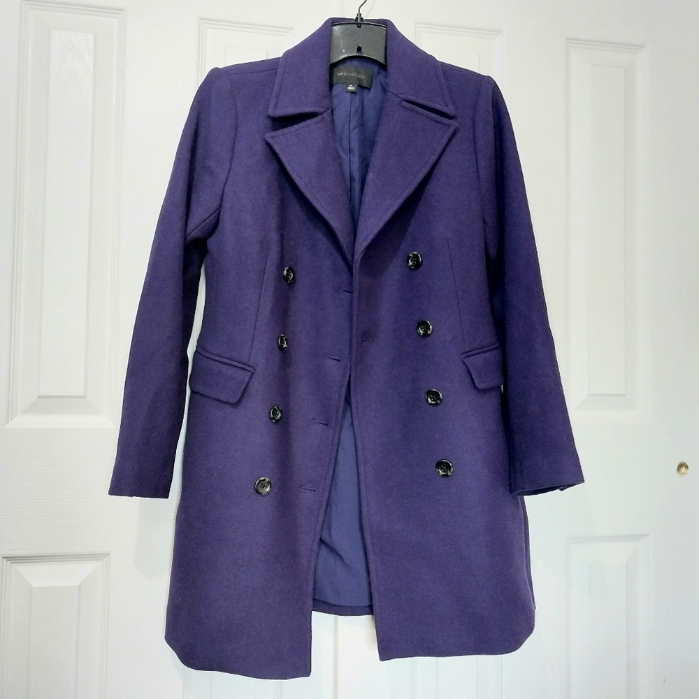 Ann Taylor‎ Midnight Mulberry Peacoat, Size SP